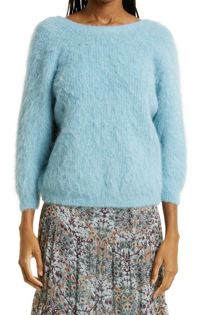 Shop Ba&sh Fuzzy Crossback Alpaca Blend Sweater In Blue