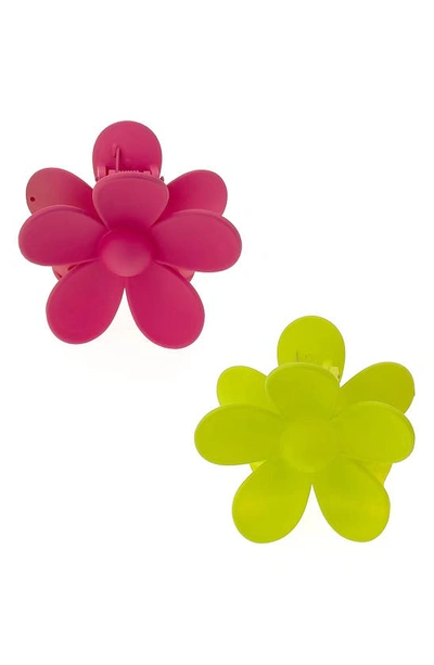 Shop Ettika 2-pack Assorted Daisy Claw Hair Clips In Pink/ Green