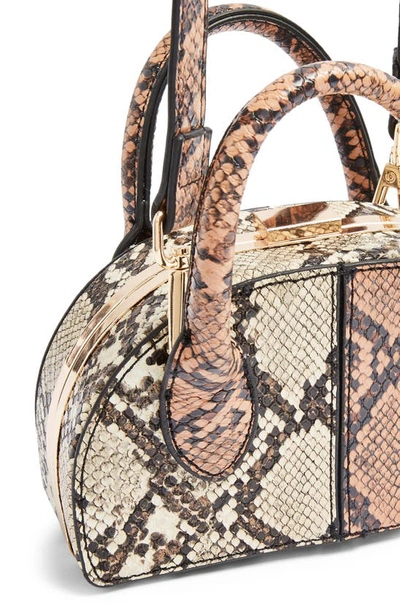Shop Topshop Faux Leather Frame Handbag In Beige Multi