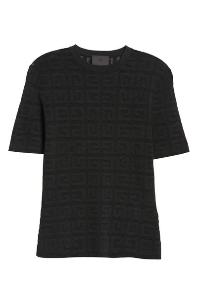 Shop Givenchy 4g Jacquard Knit Short Sleeve Sweater In 001-black