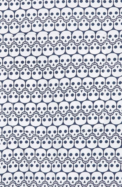Shop Johnston & Murphy Kids' Skull Print Button-down Shirt In Navy/ White Repeating Skull