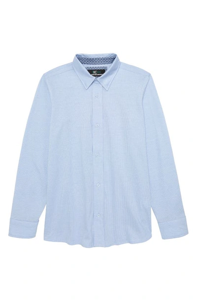 Shop Johnston & Murphy Kids' Flex Stretch Button-up Shirt In Blue Birdseye