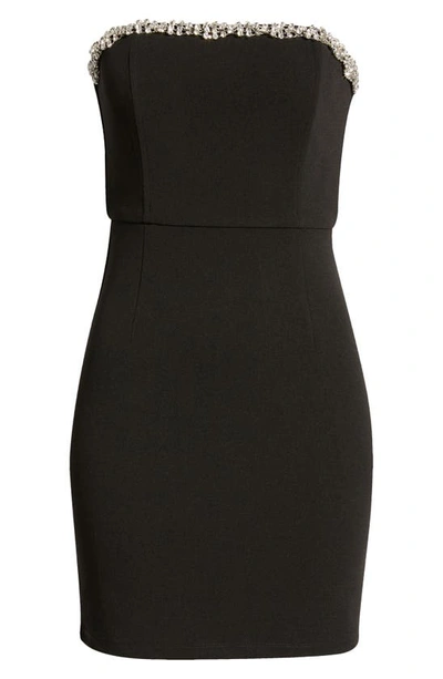 Shop Lulus Feel The Beat Embellished Strapless Minidress In Black
