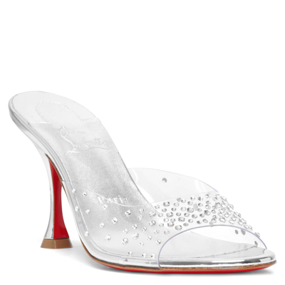 Shop Christian Louboutin Degramule 85 Silver Strass Mules