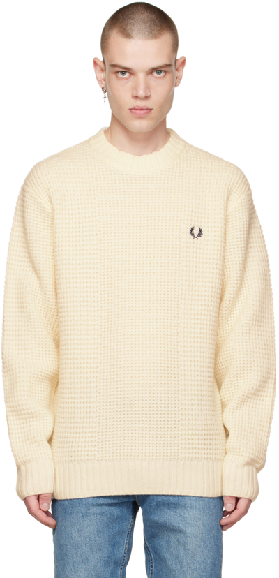 Fred Perry Off-white Textured Sweater In 560 Ecru | ModeSens