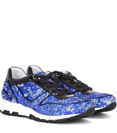 Shop Lanvin Sequin-embellished Sneakers