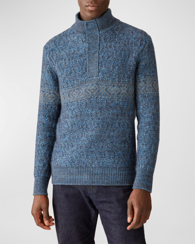 Shop Loro Piana Men's Mezzocollo Cashmere-silk Knit Sweater In F3zy Dark Blue/ S
