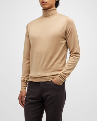 Shop John Smedley Men's Richards Wool Turtleneck Sweater In Black