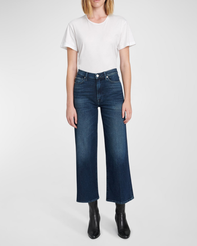 Shop 7 For All Mankind Jo High Rise Cropped Wide-leg Jeans In Blueland