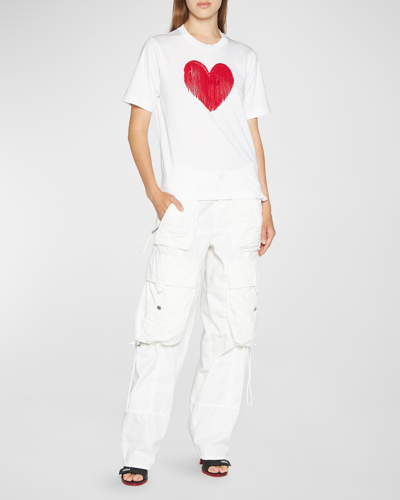 Shop Dsquared2 I Love You Fringe Heart Tee In White