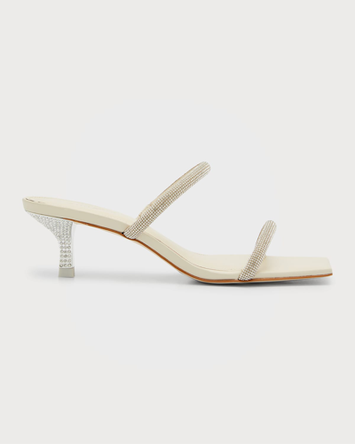 Shop Cult Gaia Nami Crystal-embellished Kitten-heel Sandals In Off White