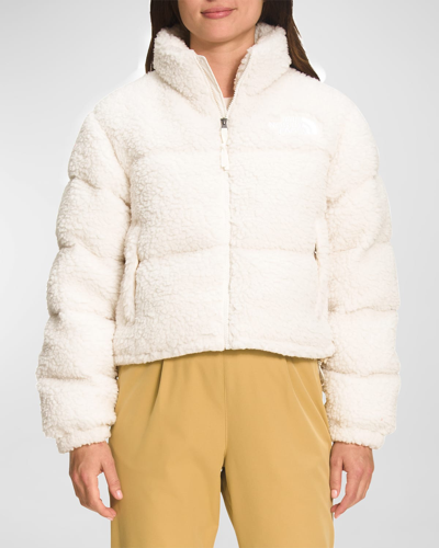 Shop The North Face High Pile Nuptse Sherpa Jacket In Gardenia White