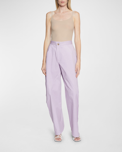 Shop Jw Anderson Twisted Straight-leg Trousers In Lilac