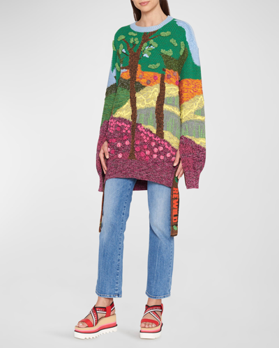 Shop Stella Mccartney Tree Of Life Oversized Sweater In 8490 Multicolor