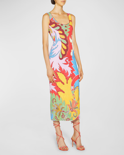 Shop Etro Blooming Paisley-print Midi Dress In Red