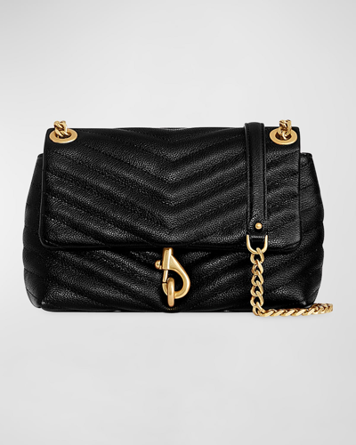 Shop Rebecca Minkoff Edie Quilted Leather Crossbody Bag In Black