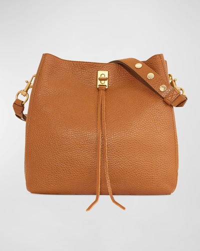 Shop Rebecca Minkoff Darren Calf Leather Shoulder Bag In Caramello