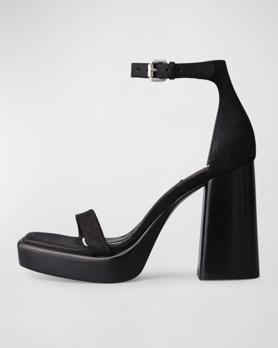 Shop Rag & Bone Matrix Suede Ankle-strap Platform Sandals In Blksd