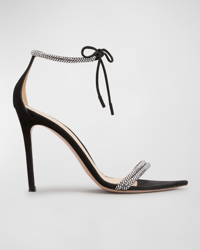 Shop Gianvito Rossi Montecarlo Crystal Ankle-tie Sandals In Black Black