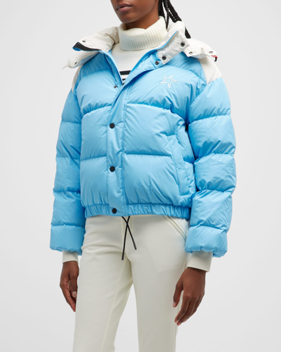 Shop Perfect Moment Moment Logo Puffer Coat In Sky Blue