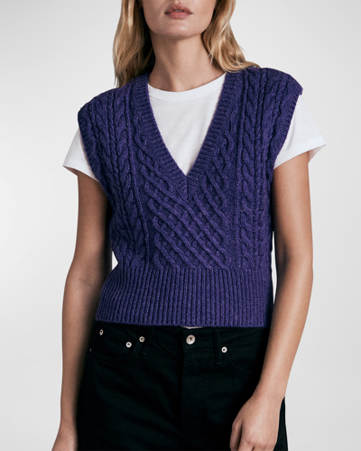 Shop Rag & Bone Elizabeth Cable-knit Sweater Vest In Purple