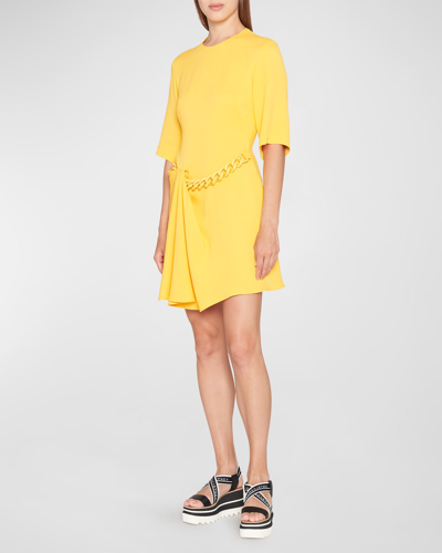 Shop Stella Mccartney Falabella Chain Drape Mini Dress In 7003 Sunflower