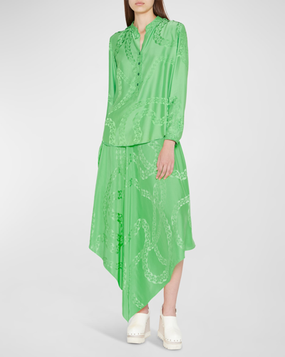 Shop Stella Mccartney Chain Jacquard Shirt In 3016 Bright Green