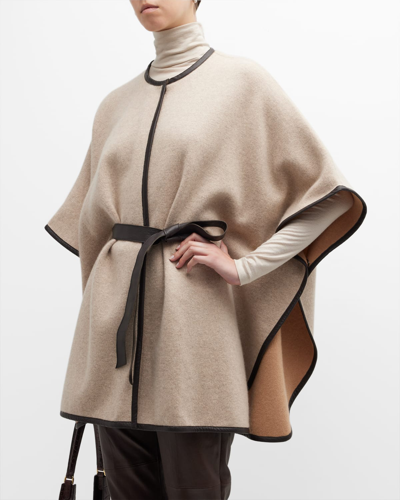 Shop Sofia Cashmere Cashmere & Leather Belted Cape In Oat