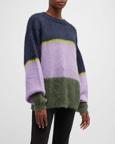 Shop Cordova Arosa Colorblock Mohair Knit Sweater In Myrtle