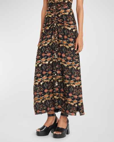 Shop Altuzarra Safia Jacquard Midi Skirt In Black Gold