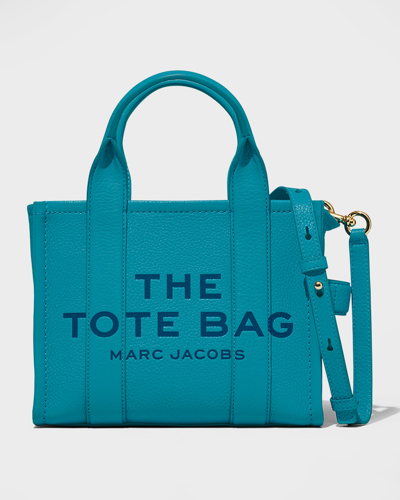 Shop Marc Jacobs The Leather Mini Tote Bag In Harbor Blue