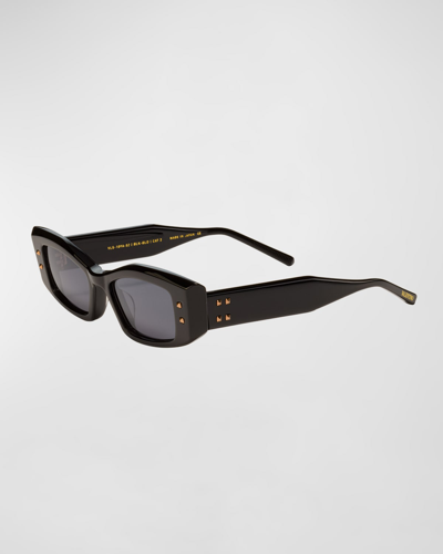 Shop Valentino Quattro Acetate & Titanium Cat-eye Sunglasses In Black Rose