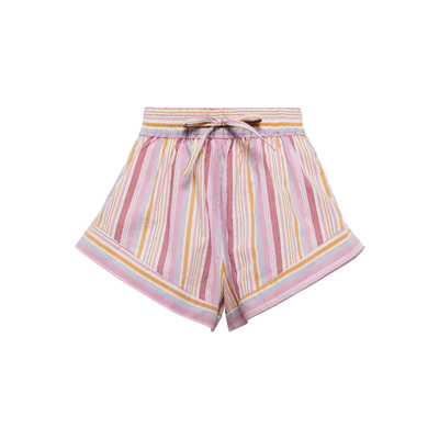 Shop Isabel Marant Etoil Striped Cotton Shorts In Pink