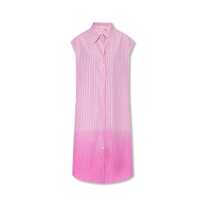 Shop Marni Striped Asymmetric Shirt In Pink