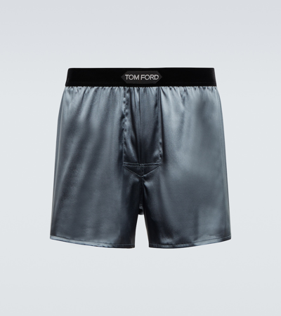 Shop Tom Ford Silk-blend Boxer Briefs In Dark Grey