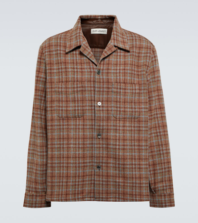 Shop Our Legacy Heusen Checked Wool Shirt In Rust Check Country Wool