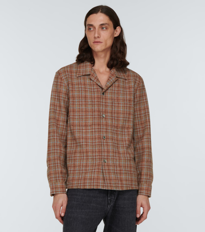 Shop Our Legacy Heusen Checked Wool Shirt In Rust Check Country Wool