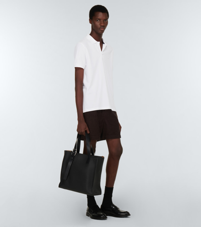 Vilebrequin Pacific Logo-embroidered Cotton-blend Terry Polo Shirt In Blanc