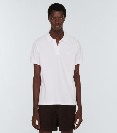 Vilebrequin Pacific Logo-embroidered Cotton-blend Terry Polo Shirt In Blanc