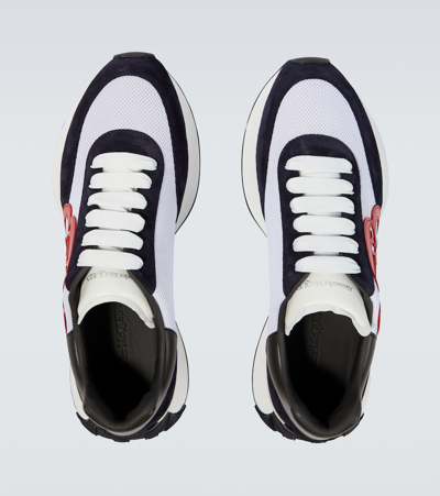 Shop Alexander Mcqueen Sprint Runner Suede-trimmed Sneakers In Wh/i.b/c./l.r/s/b./v
