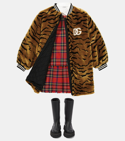 Shop Dolce & Gabbana Faux Fur-trimmed Coat In Combined Colour