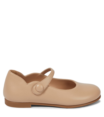 Shop Christian Louboutin Melodie Leather Ballet Flats In Nude 1