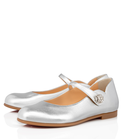 Shop Christian Louboutin Melodie Metallic Leather Ballet Flats In Silver