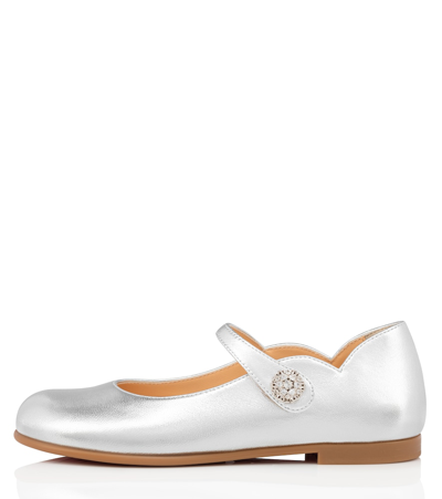 Shop Christian Louboutin Melodie Metallic Leather Ballet Flats In Silver