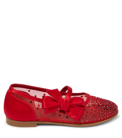 Christian Louboutin Melodie Strass Ballet Flats In Version Loubi/lin Loubi
