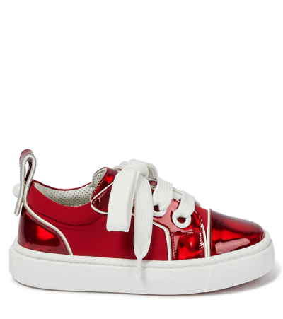 Christian Louboutin Toy Toy Metallic Sneakers In Loubi/bianco
