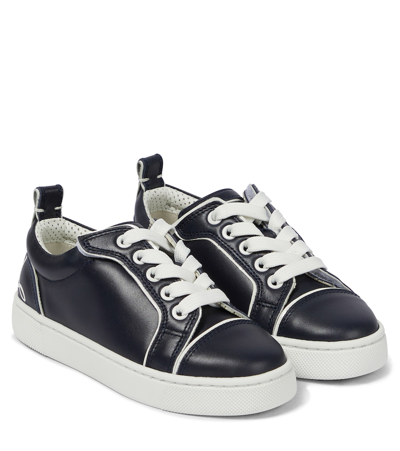 Shop Christian Louboutin Funnyto Leather Sneakers In Navy/bianco