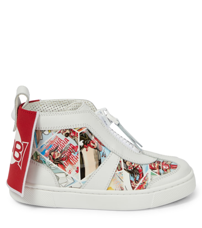 Shop Christian Louboutin Super Loubi Printed Leather Sneakers In Version Multi