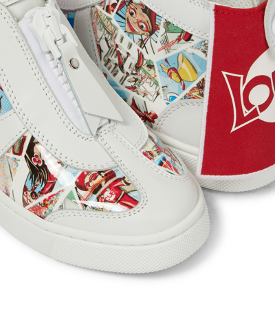 Christian Louboutin Super Loubi Printed Leather Sneakers In Version Multi