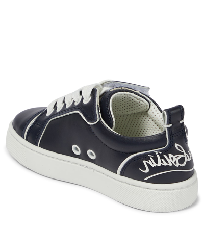 Shop Christian Louboutin Funnyto Leather Sneakers In Navy/bianco